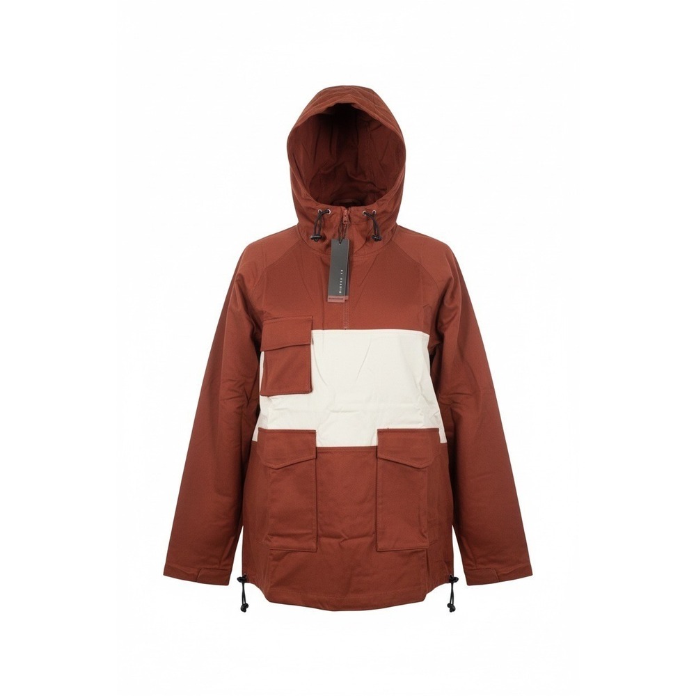 Richie Le Mens RLC22-032 Deep Red Colorblock Cotton Anorak Hooded Jacket Size M